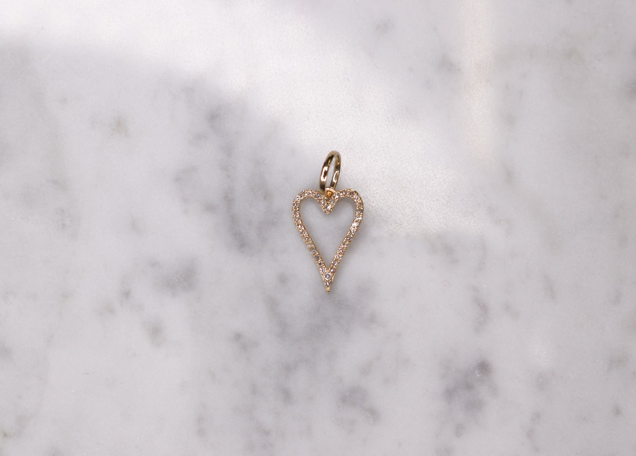 14K Diamond Open Heart Charm - Nolita