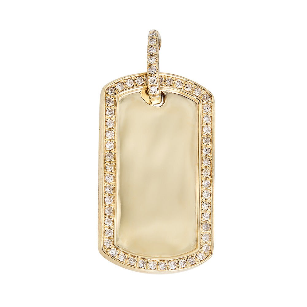 14K Diamond Outlined Dog Tag - Nolita