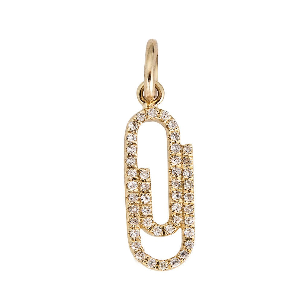 14K Diamond Paperclip Charm - Nolita