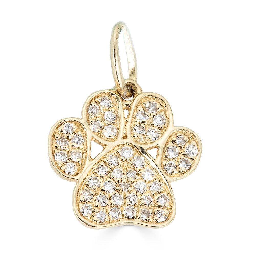 14K Diamond Paw Print Charm - Nolita