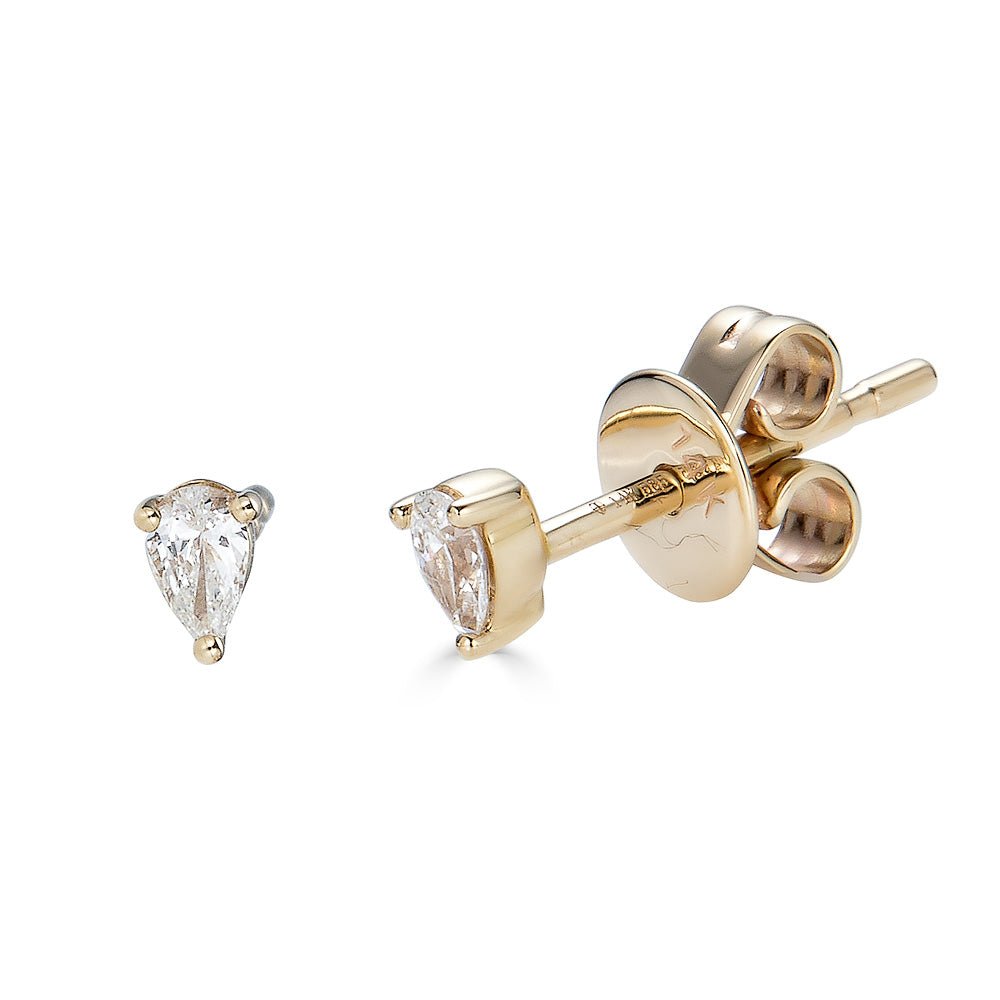 14K Diamond Pear Studs - Nolita