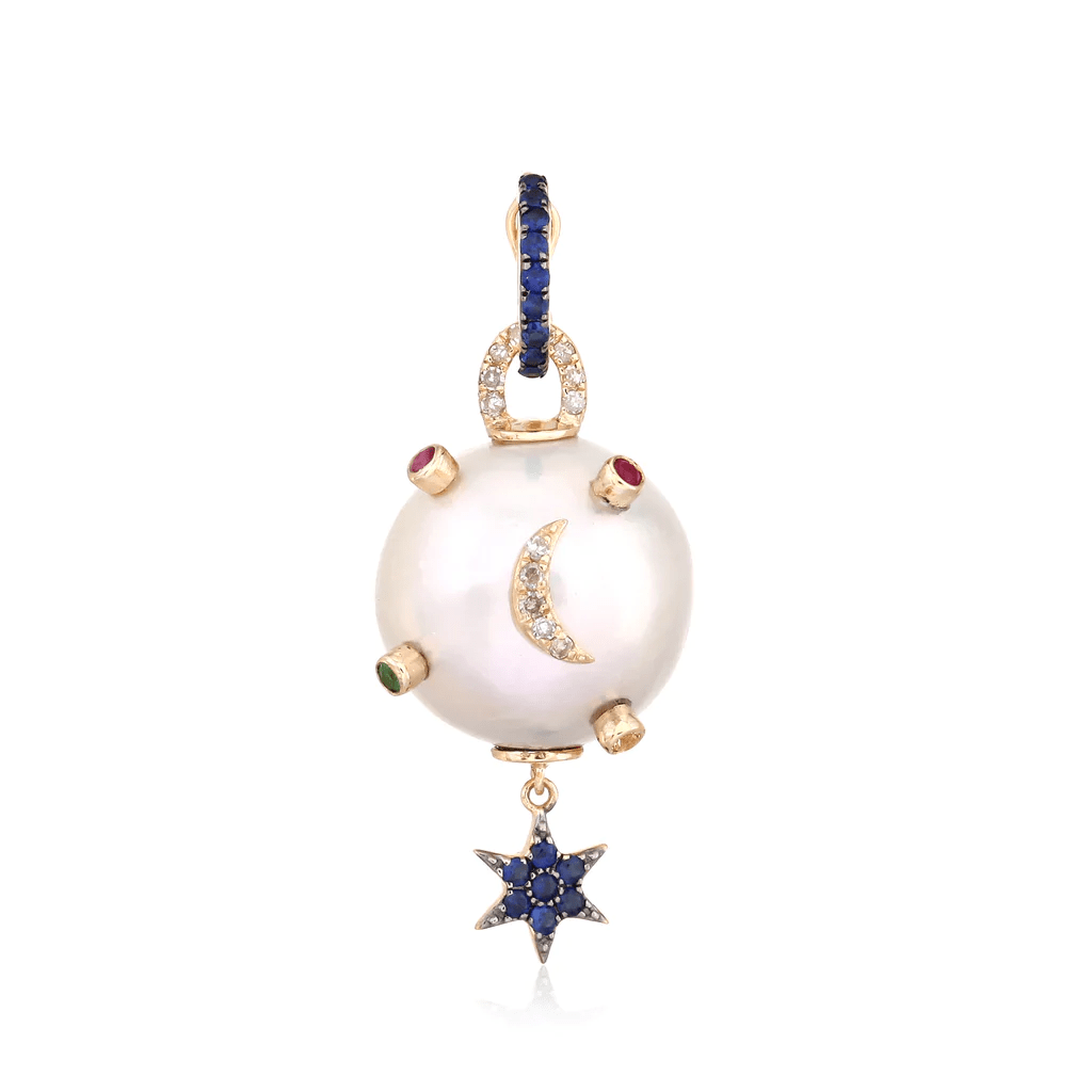 14K Diamond Pearl Charm - Nolita