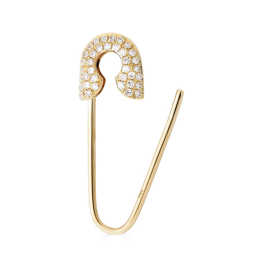 14K Diamond Safety Pin Earring - Nolita