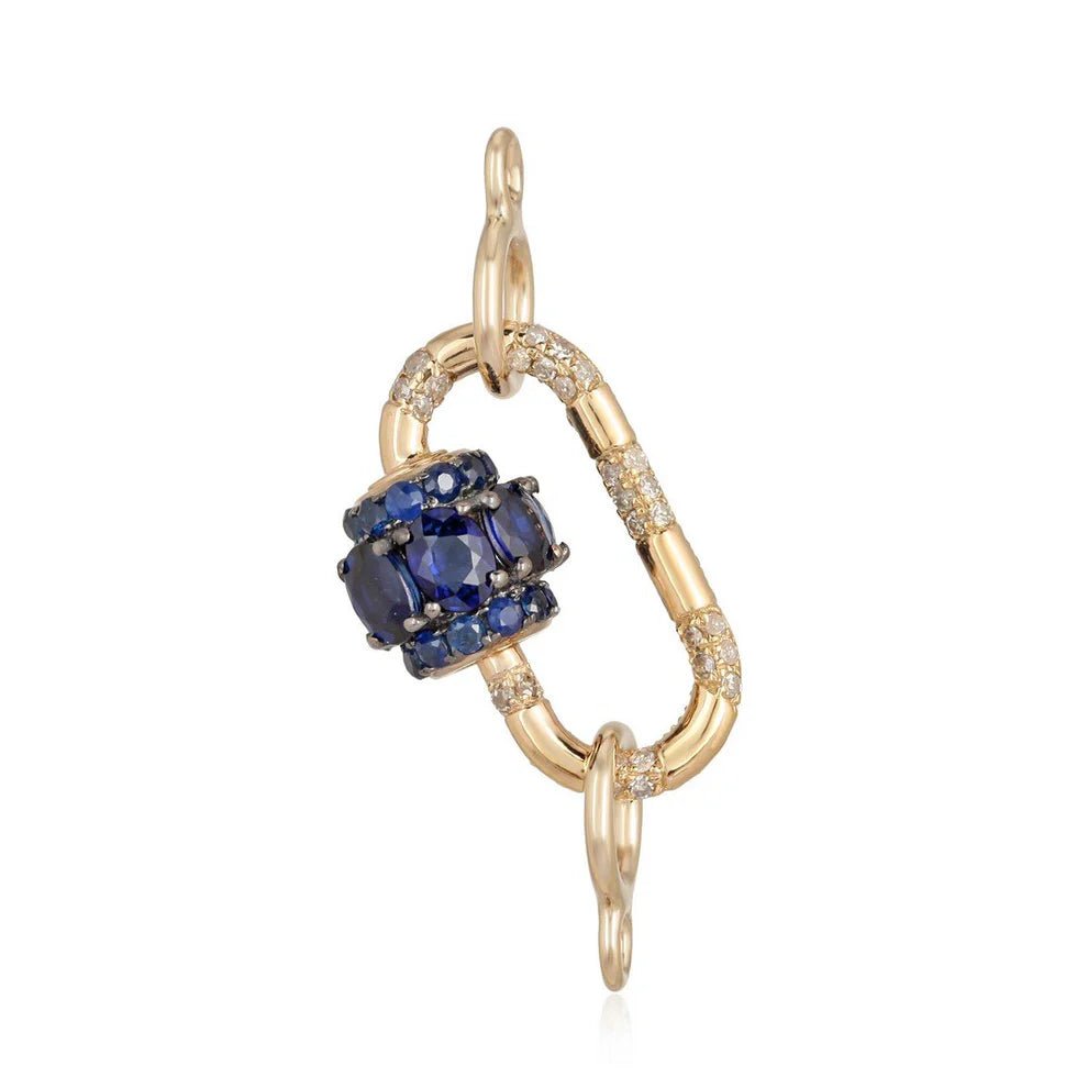 14K Diamond Sapphire Carabiner Lock - Nolita