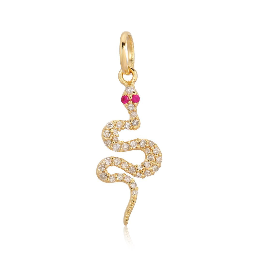 14K Diamond Snake Charm - Nolita