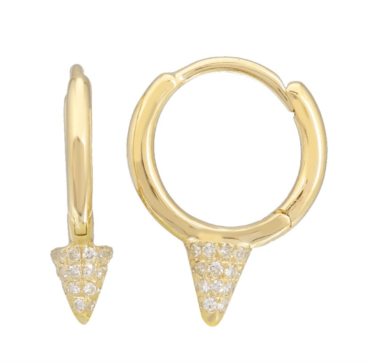 14K Diamond Spike Huggies - Nolita