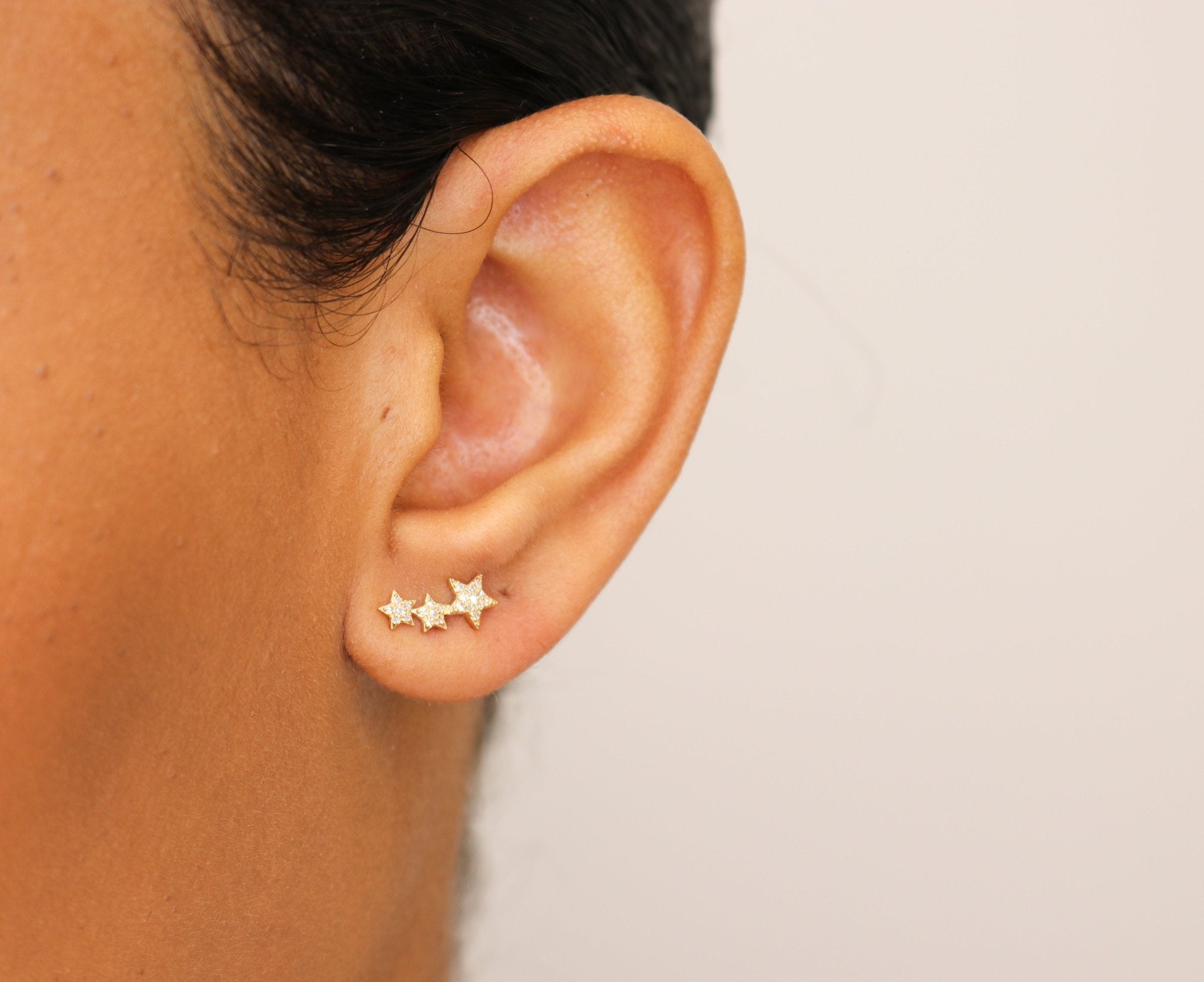 14K Diamond Star Ear Crawlers - Nolita