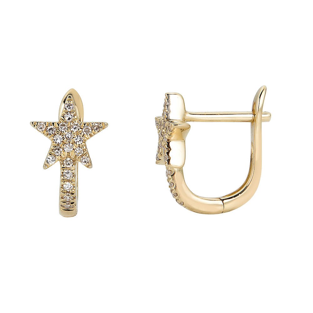 14K Diamond Star Hook Huggies - Nolita