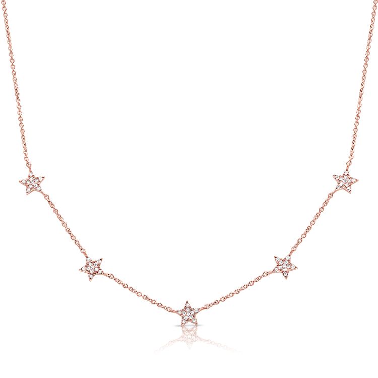14K Diamond Star Station Necklace - Nolita