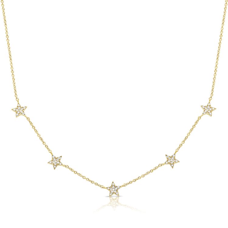 14K Diamond Star Station Necklace - Nolita