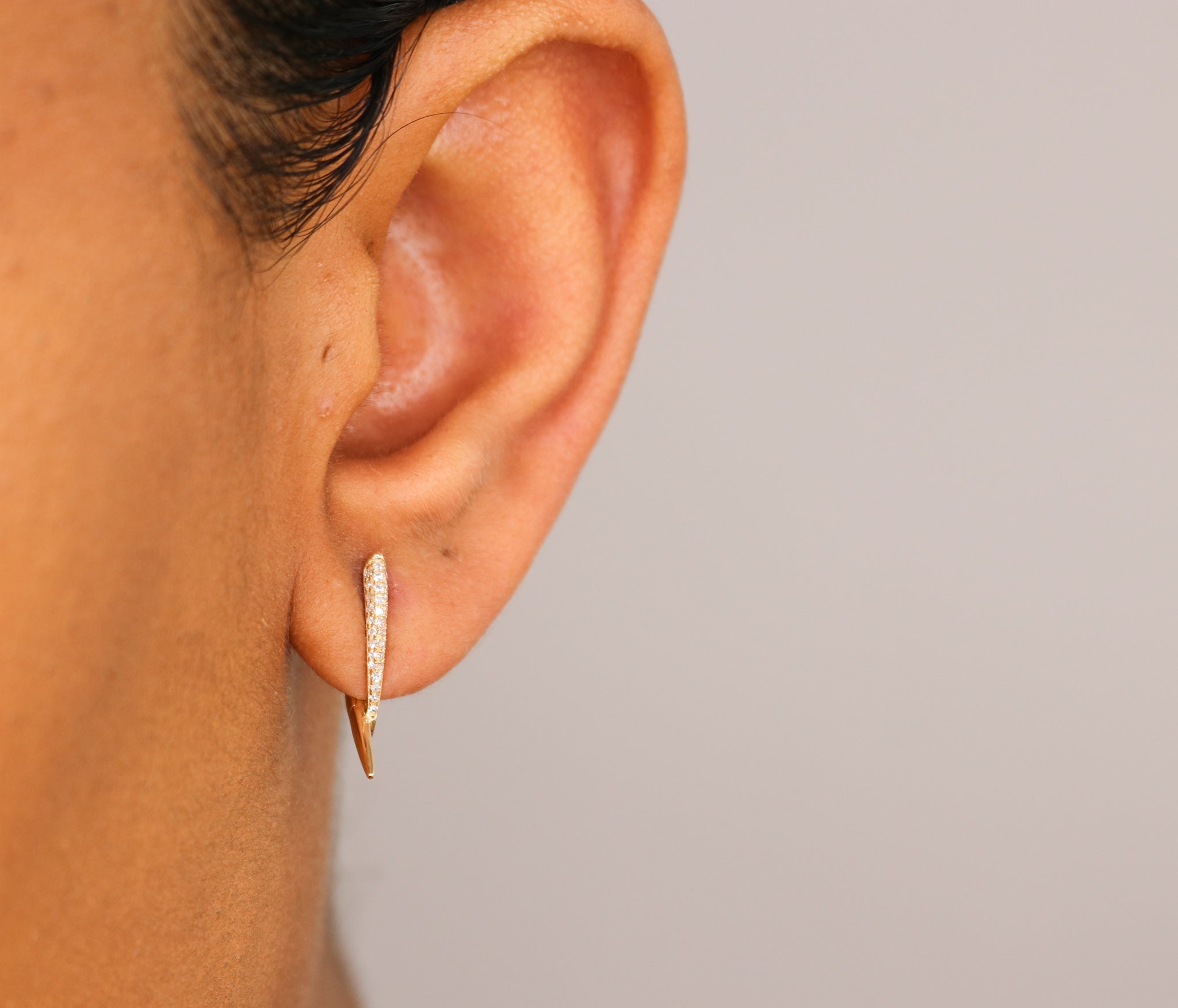 14K Diamond Thorn Earrings - Nolita