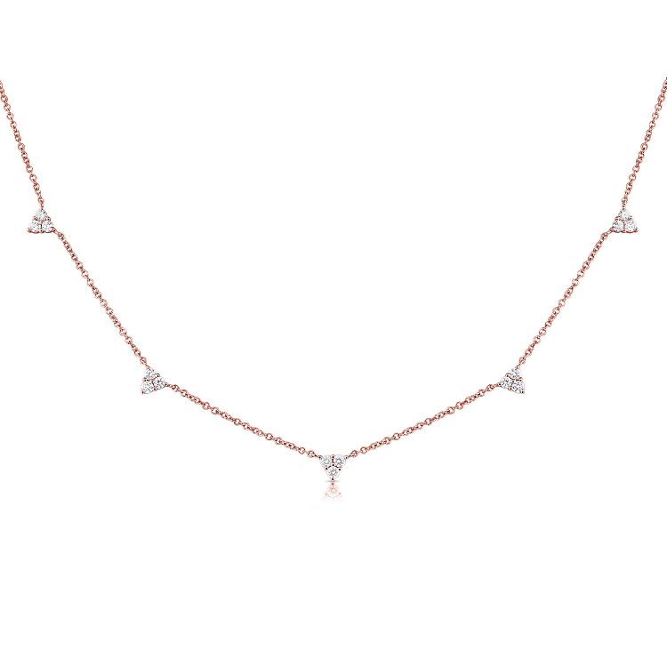 14K Diamond Trio Station Necklace - Nolita