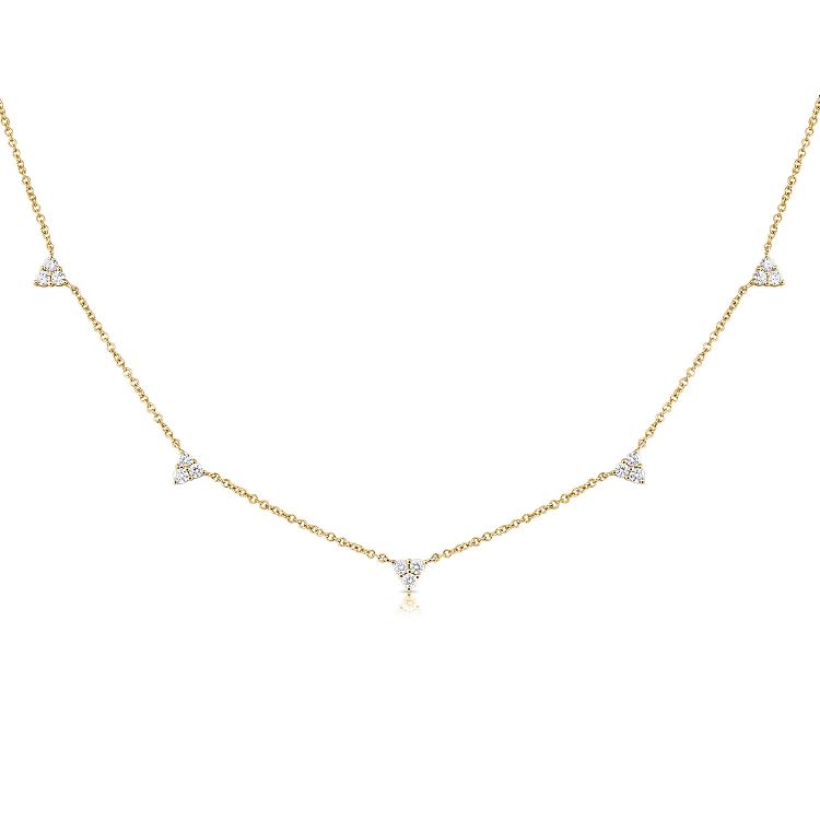 14K Diamond Trio Station Necklace - Nolita