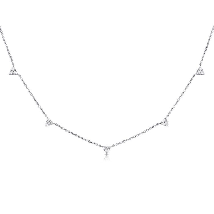 14K Diamond Trio Station Necklace - Nolita