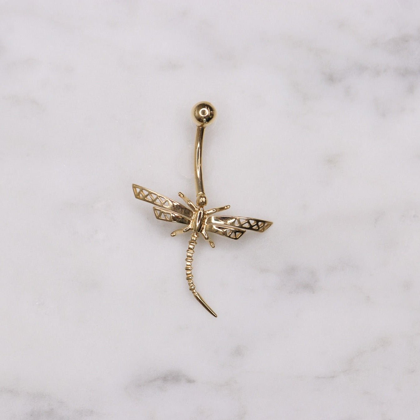 14K Dragon Fly Belly Ring - Nolita