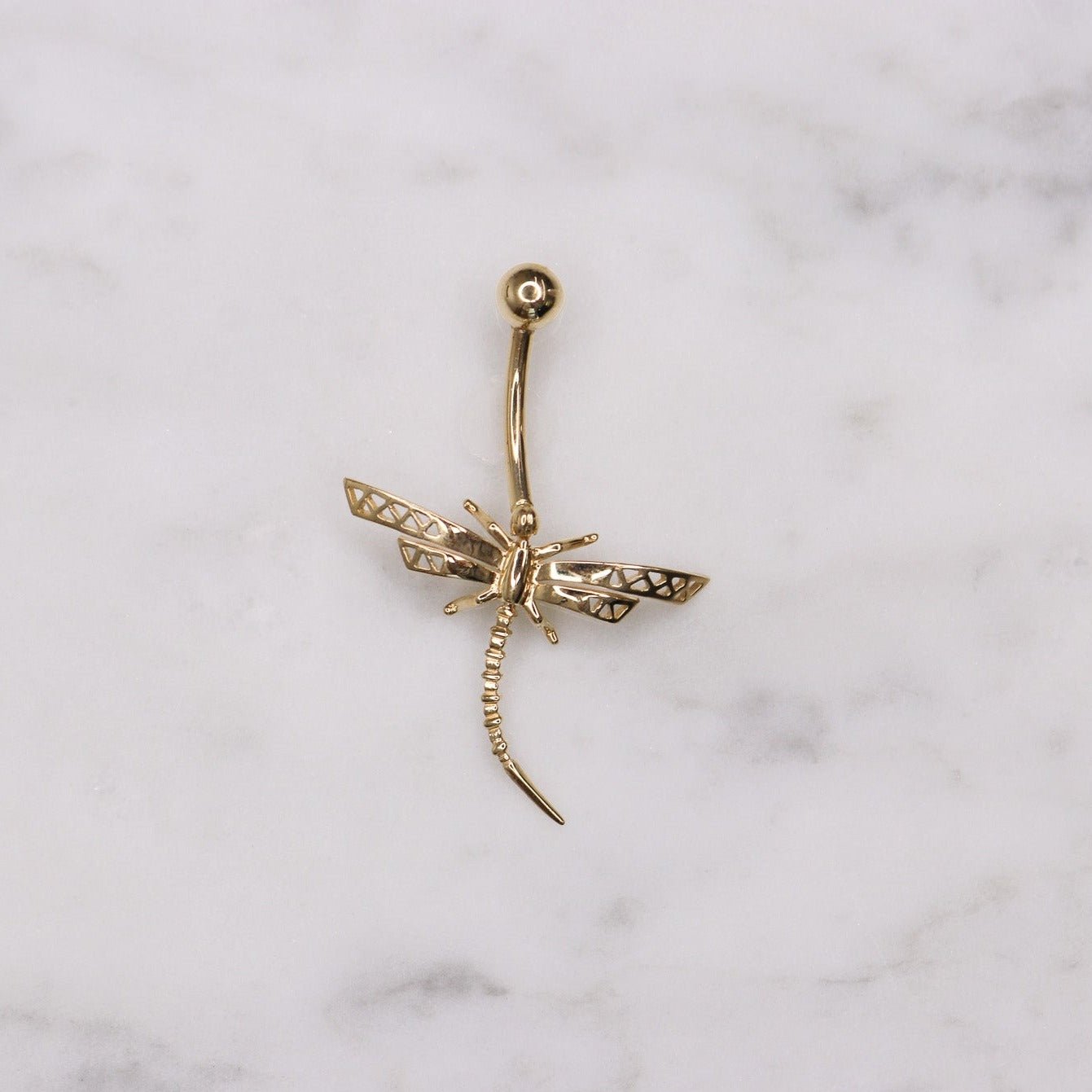 14K Dragon Fly Belly Ring - Nolita