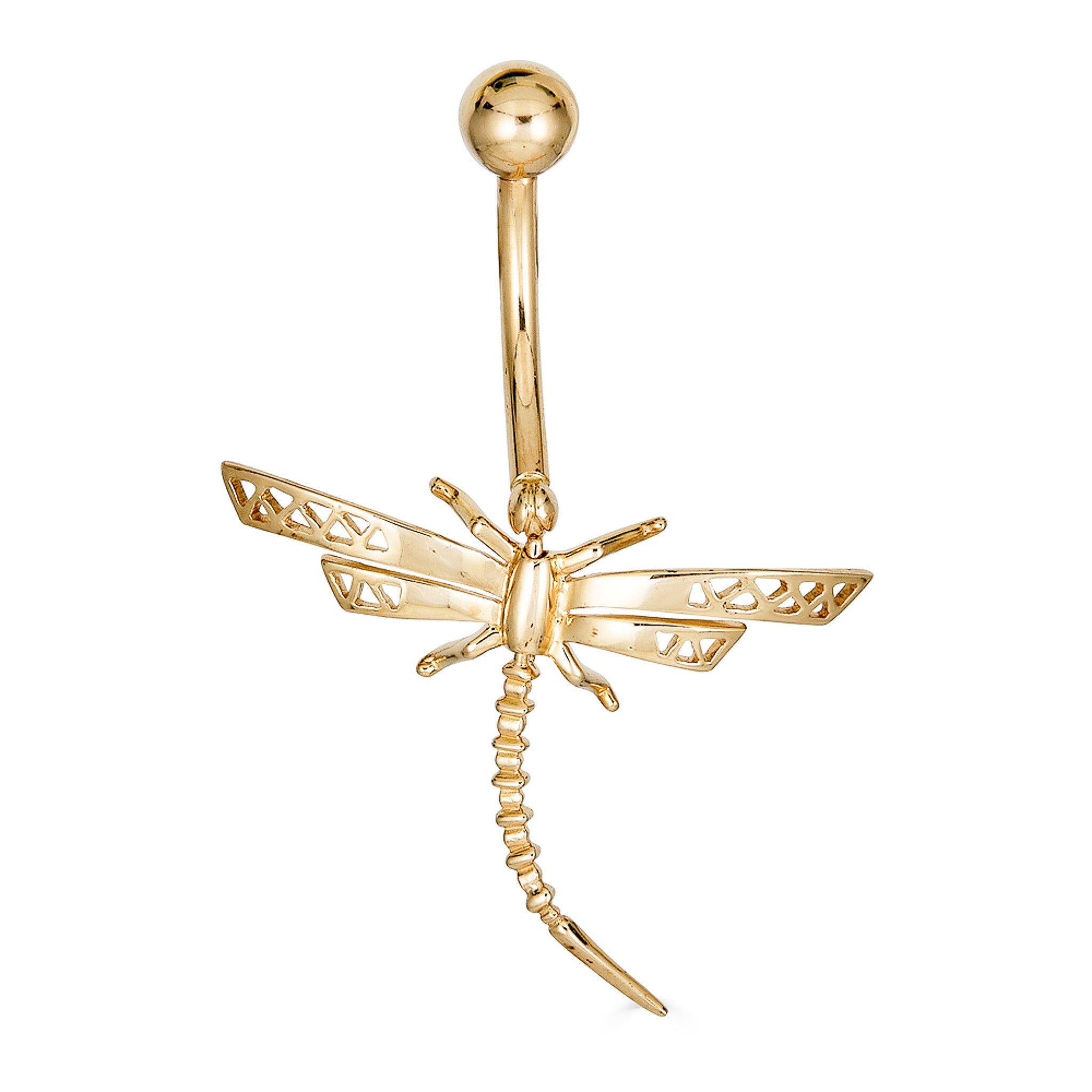 14K Dragon Fly Belly Ring - Nolita