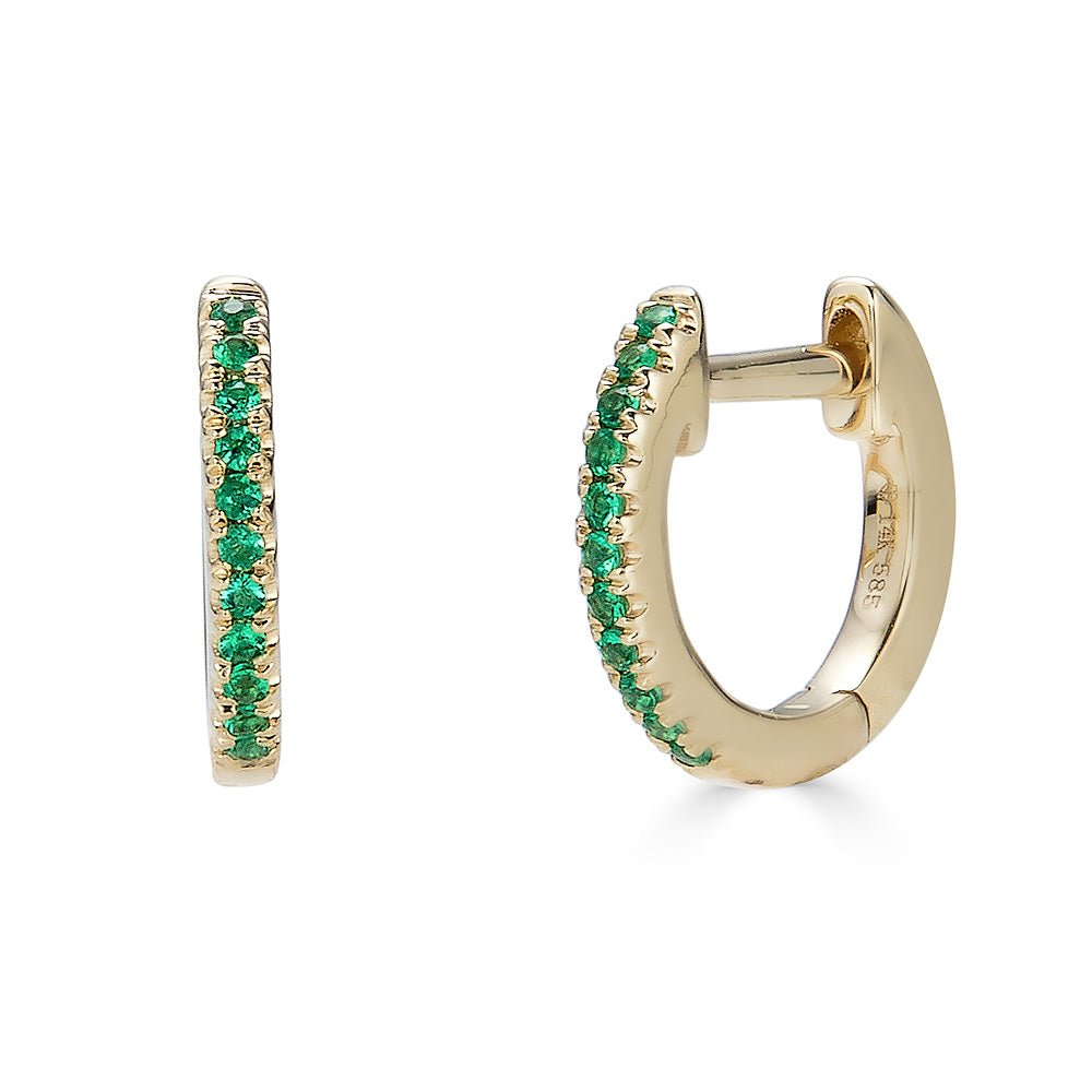 14K Emerald Huggie Hoops - Nolita