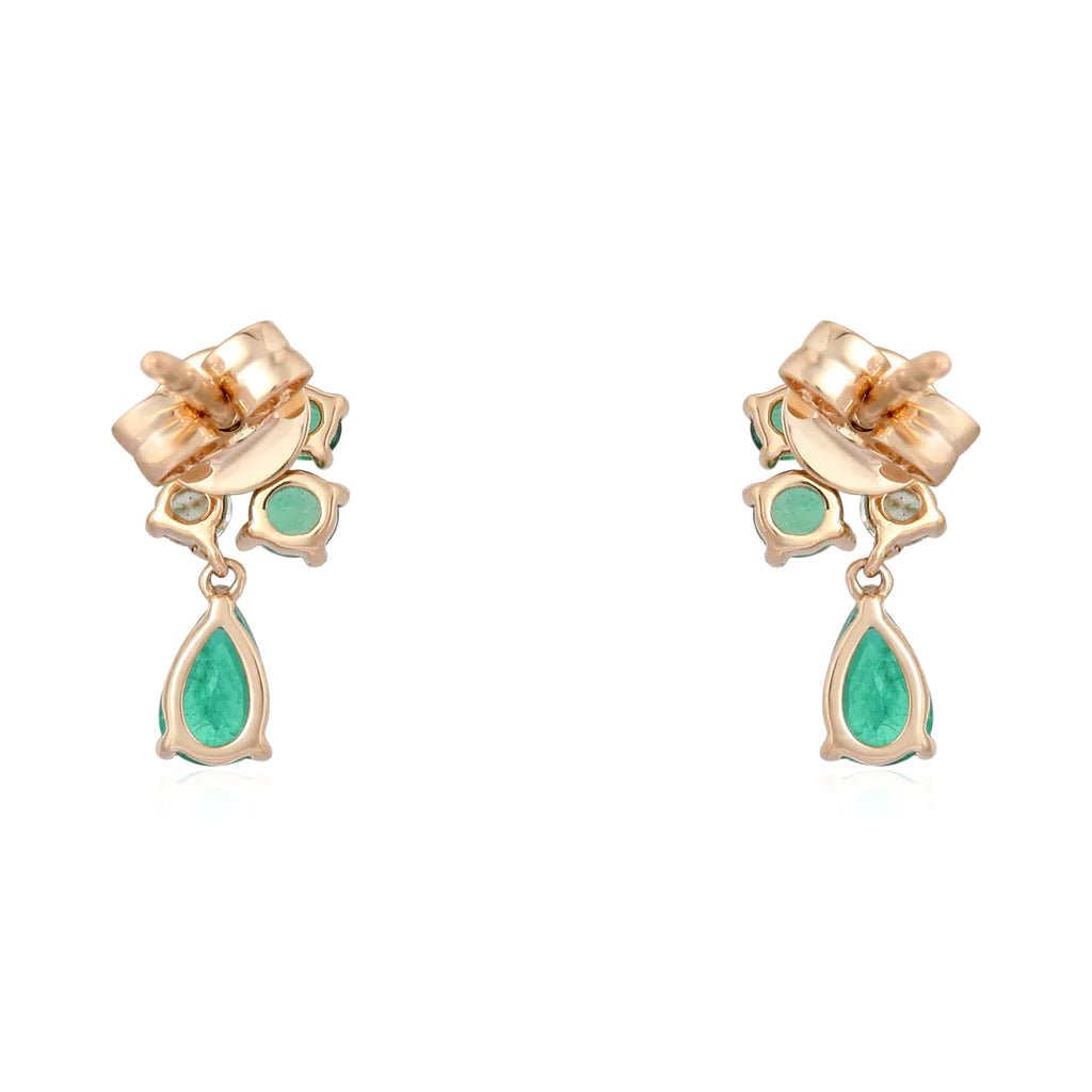 14K Emerald Pear Shape Diamond Earrings - Nolita