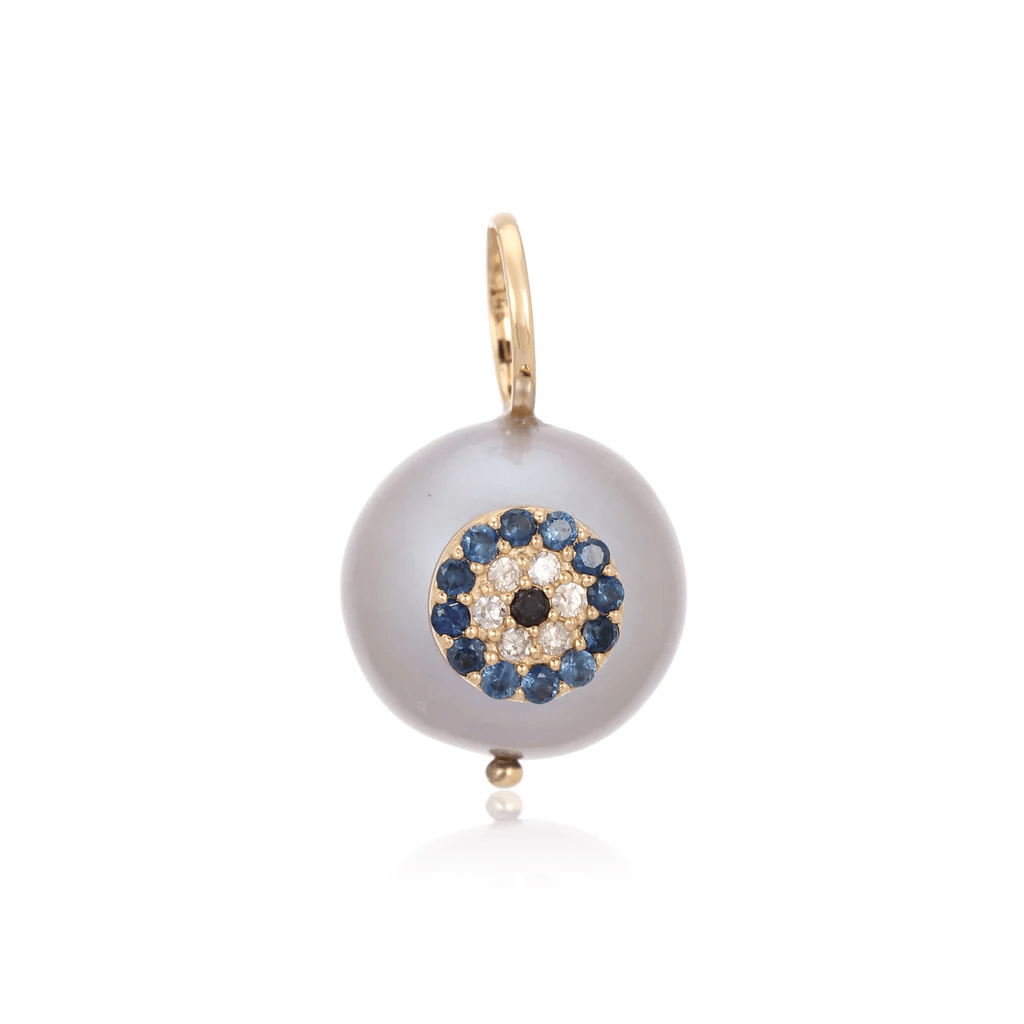 14K Evil Eye Gray Pearl Charm - Nolita