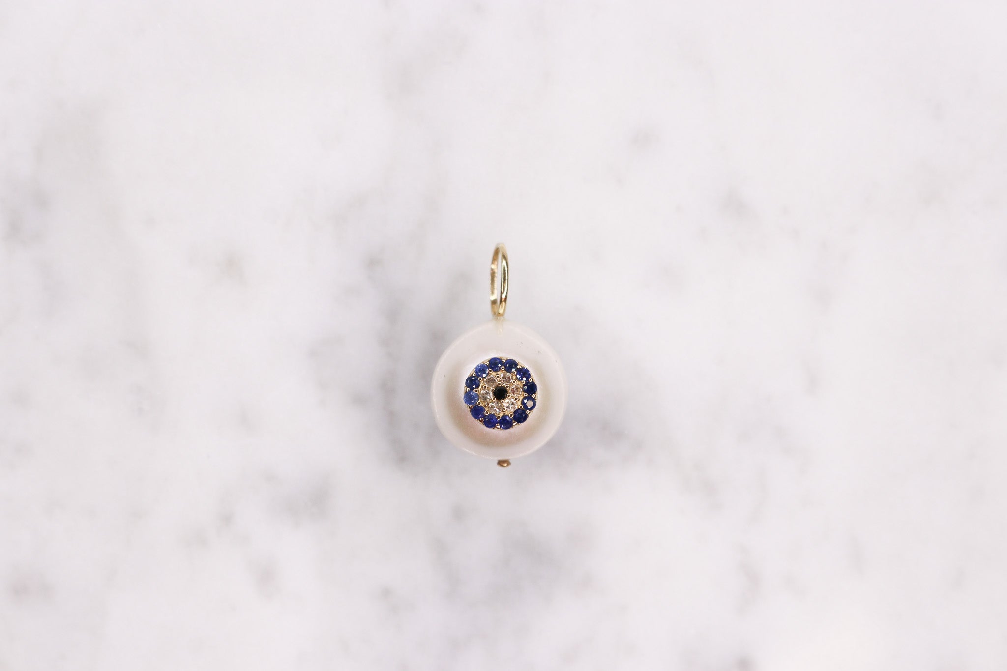 14K Evil Eye Pearl Charm - Nolita