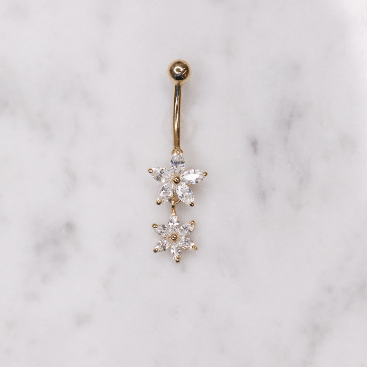 14K Flower CZ Belly Ring - Nolita