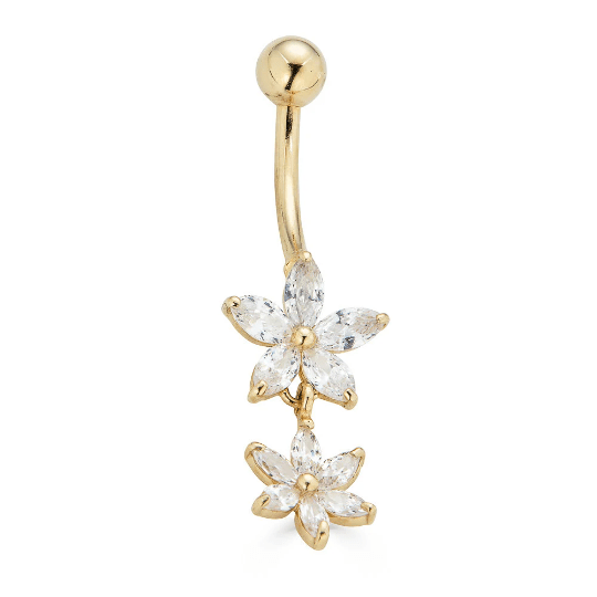 14K Flower CZ Belly Ring - Nolita