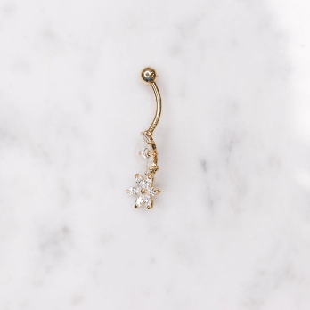 14K Flower CZ Belly Ring - Nolita