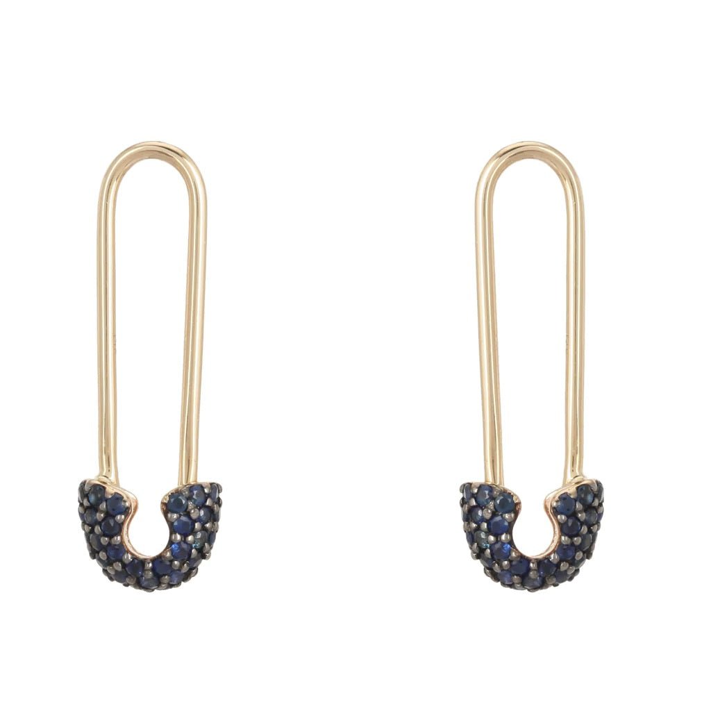 14K Gemstone Safety Pin Earring - Nolita