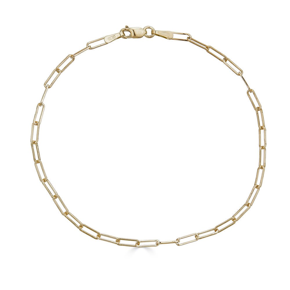 14K Gold Baby Rectangle Paperclip Chain Bracelet - Nolita