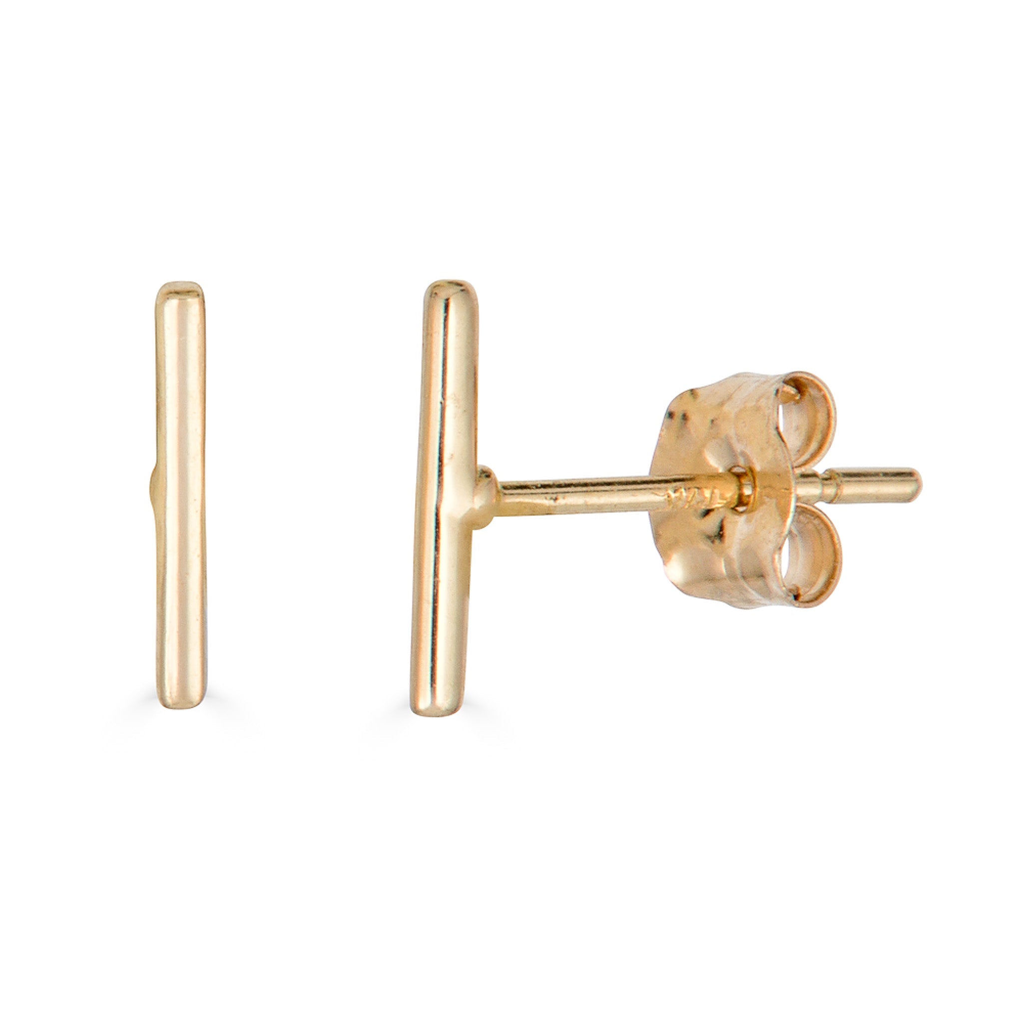 14K Gold Bar Stud Earrings - Nolita