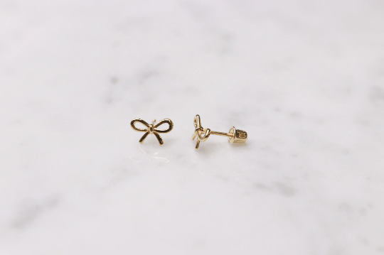 14K Gold Bow Stud Earrings - Nolita