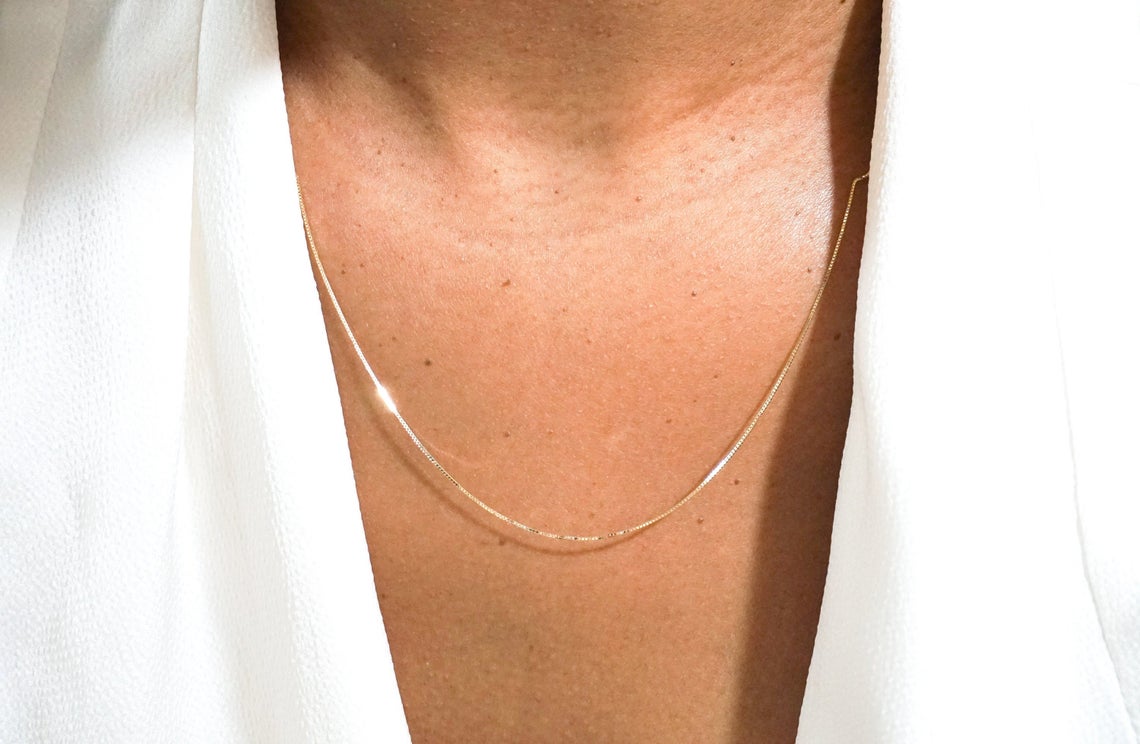 14K Gold Box Chain Necklace - Nolita