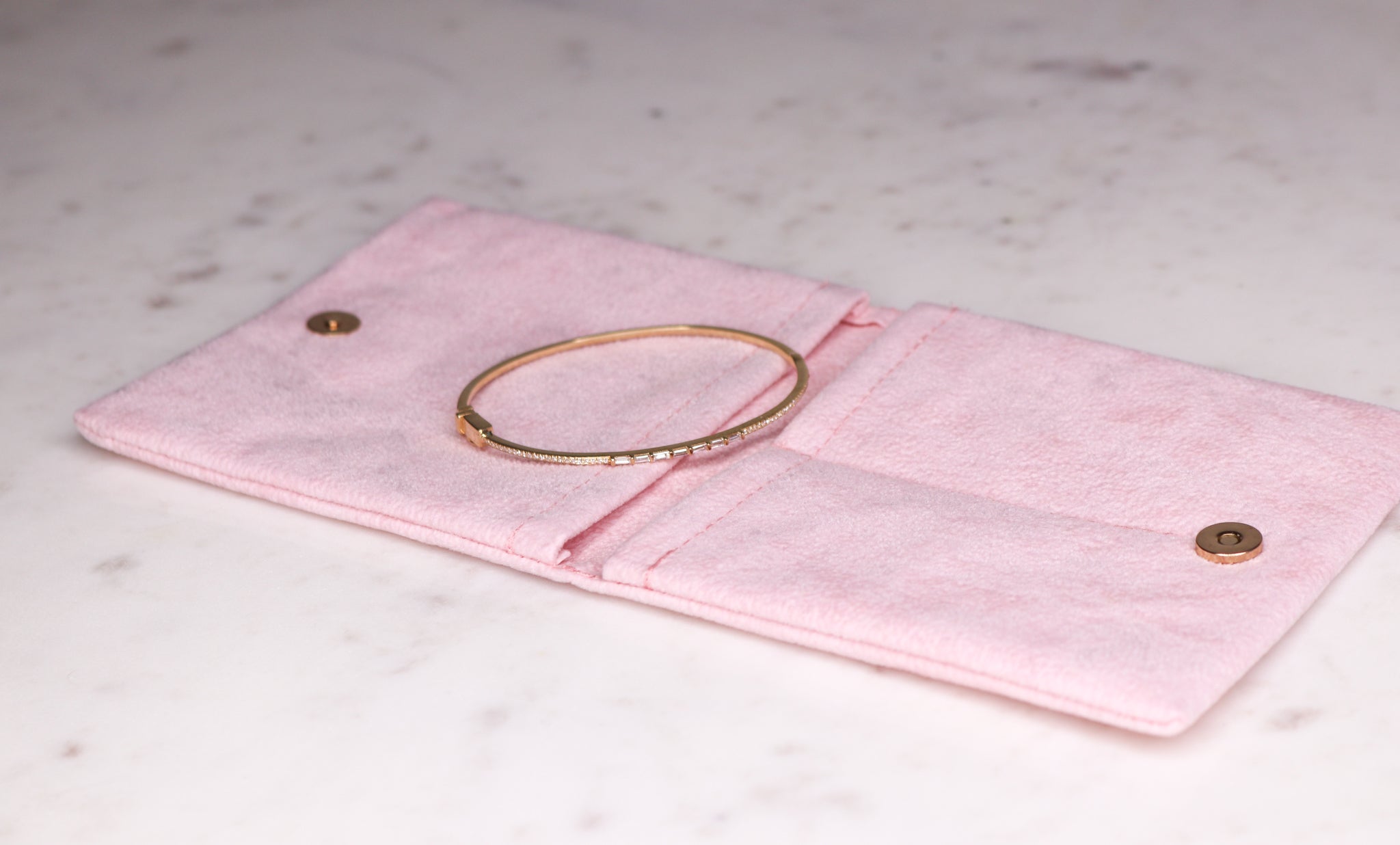 14K Gold Diamond Baguette Bangle - Nolita