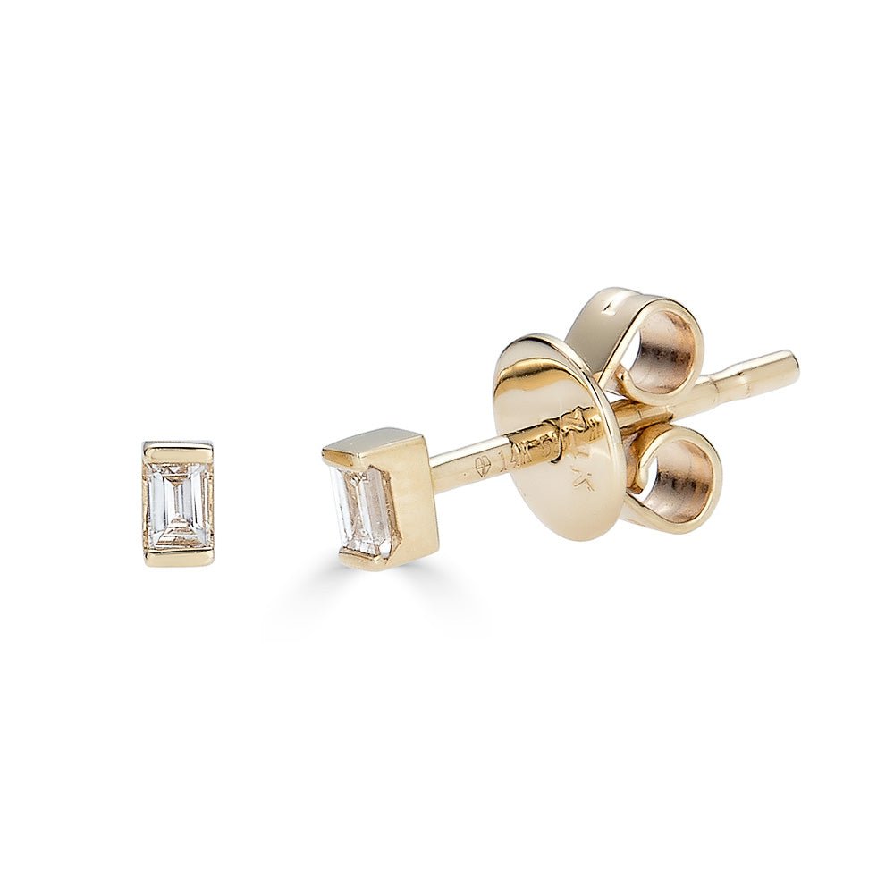 14K Gold Diamond Baguette Studs - Nolita