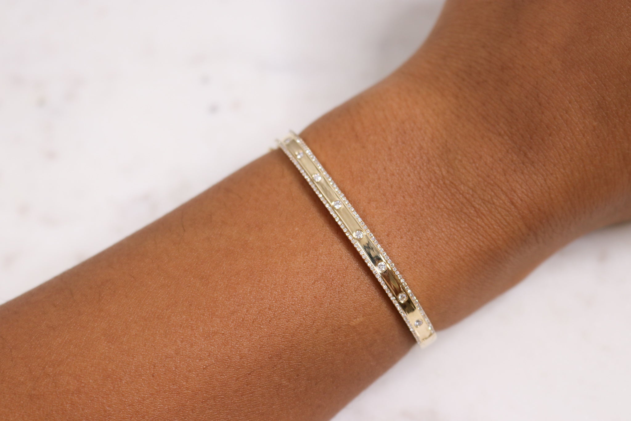 14K Gold Diamond Bangle - Nolita