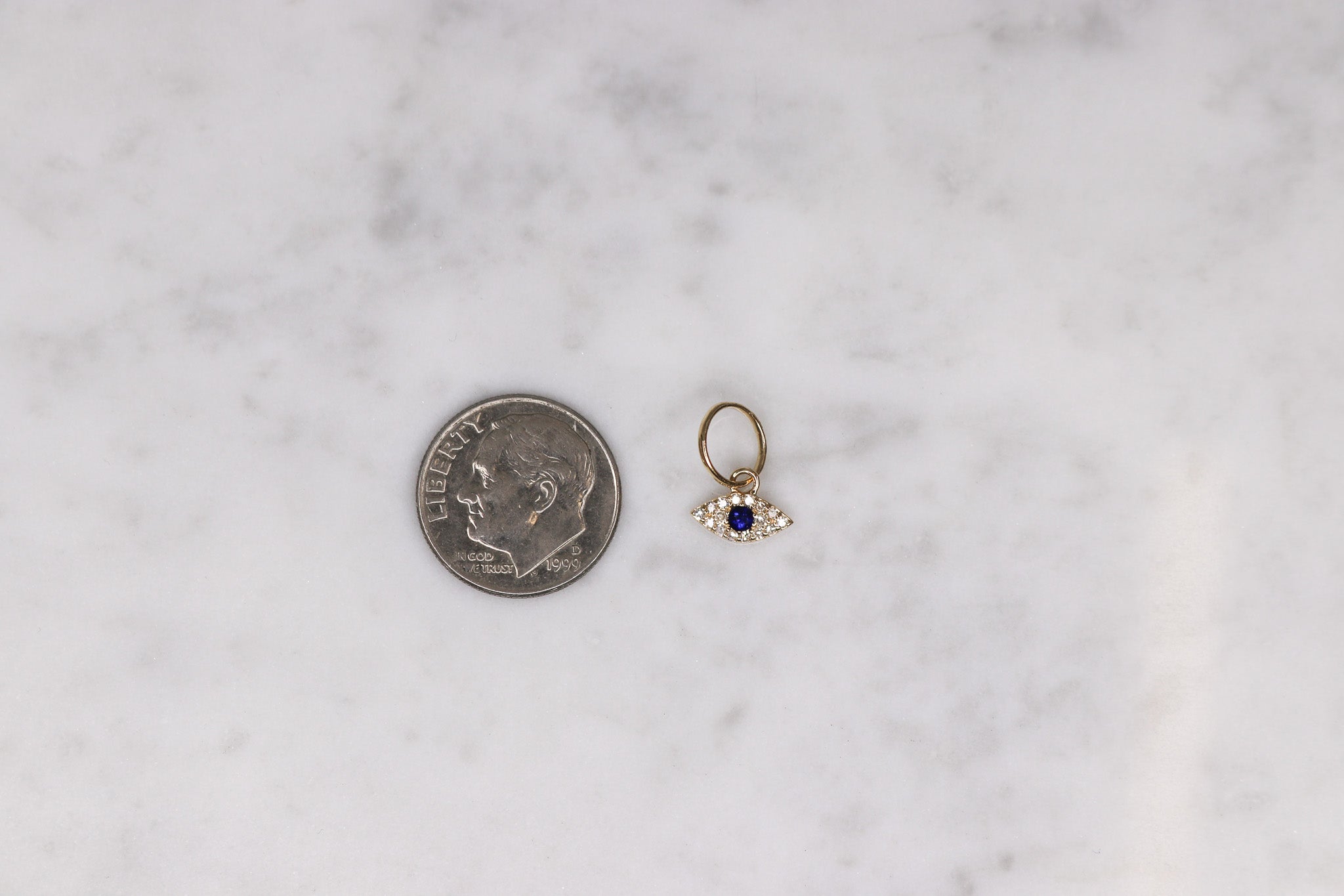 14K Gold Diamond Evil Eye Charm - Nolita