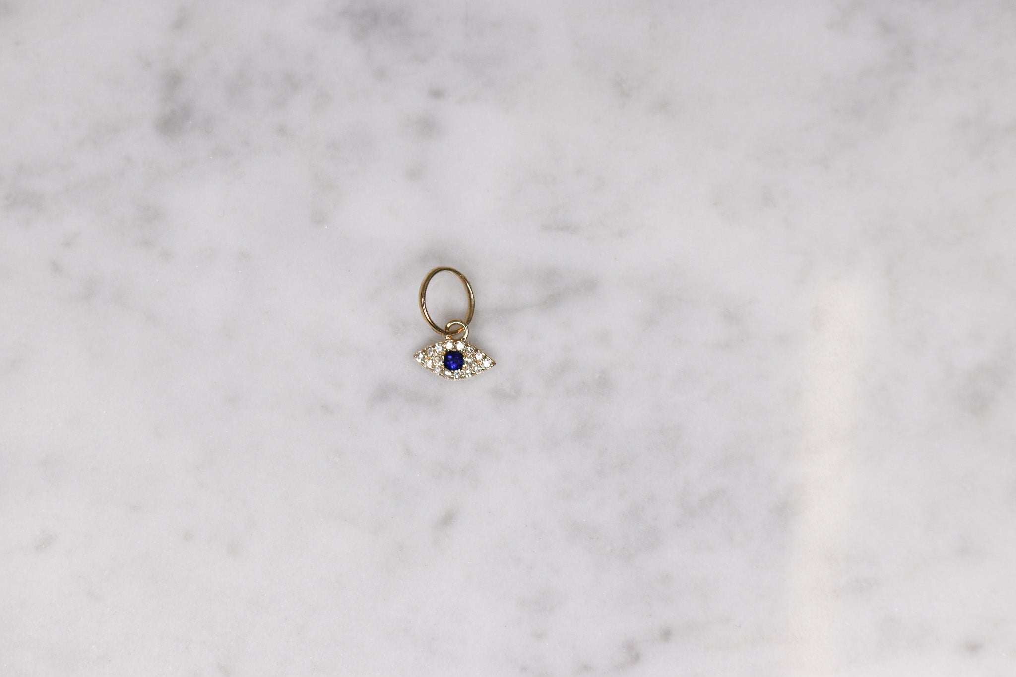 14K Gold Diamond Evil Eye Charm - Nolita