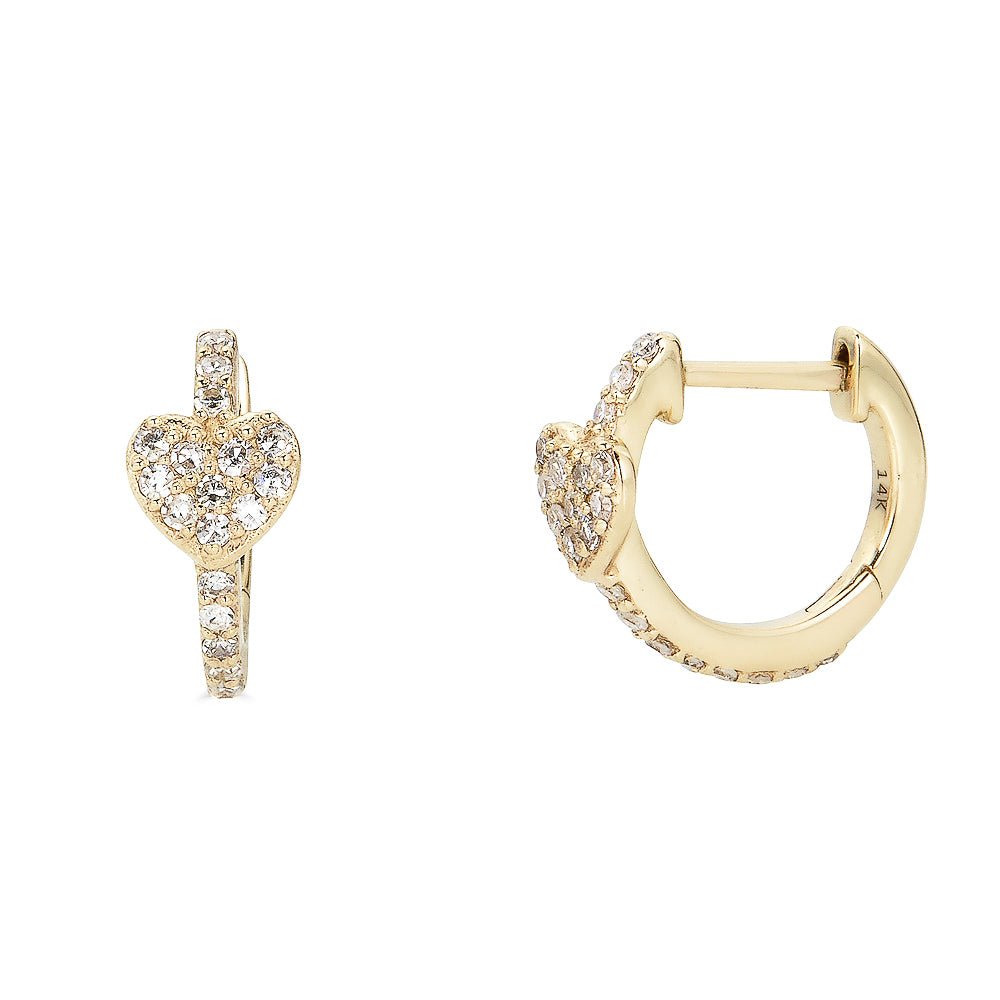 14K Gold Diamond Heart Huggies - Nolita