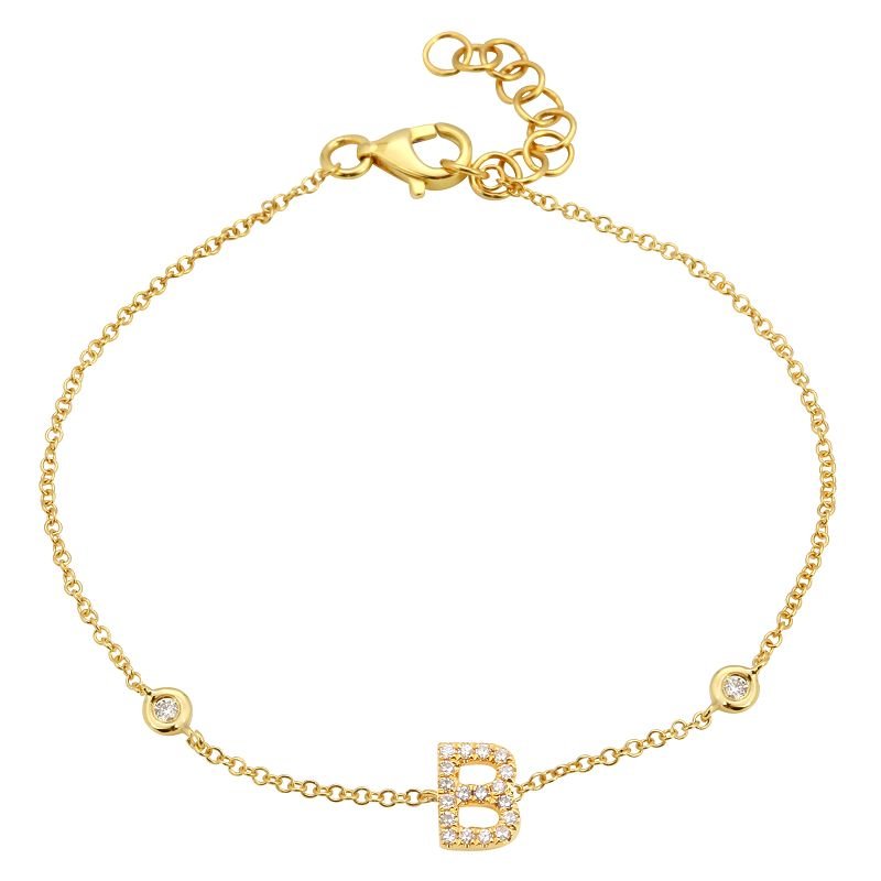 14K Gold Diamond Initial Bracelet - Nolita