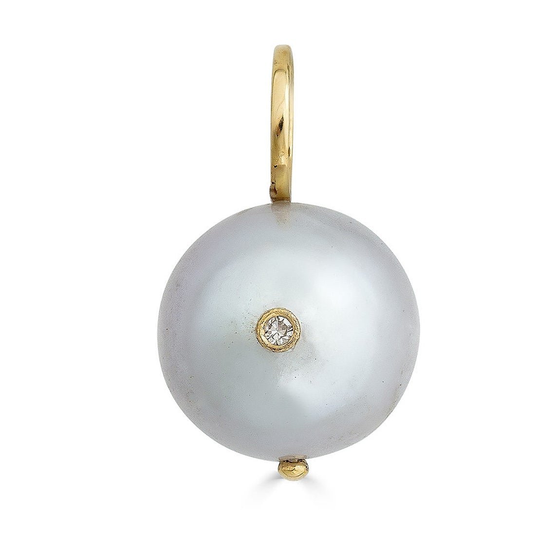 14K Gold Diamond Pearl Charm - Nolita