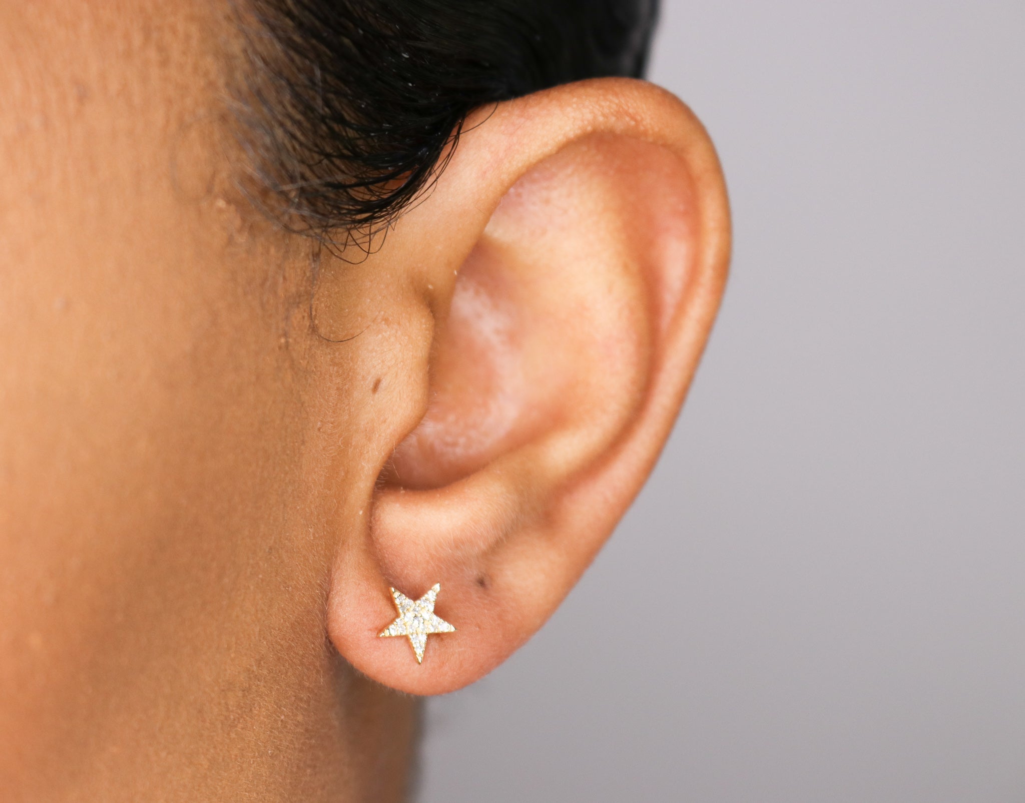 14K Gold Diamond Star Studs - Nolita