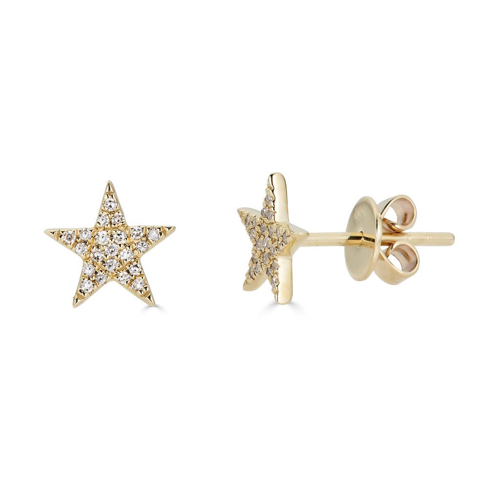 14K Gold Diamond Star Studs - Nolita