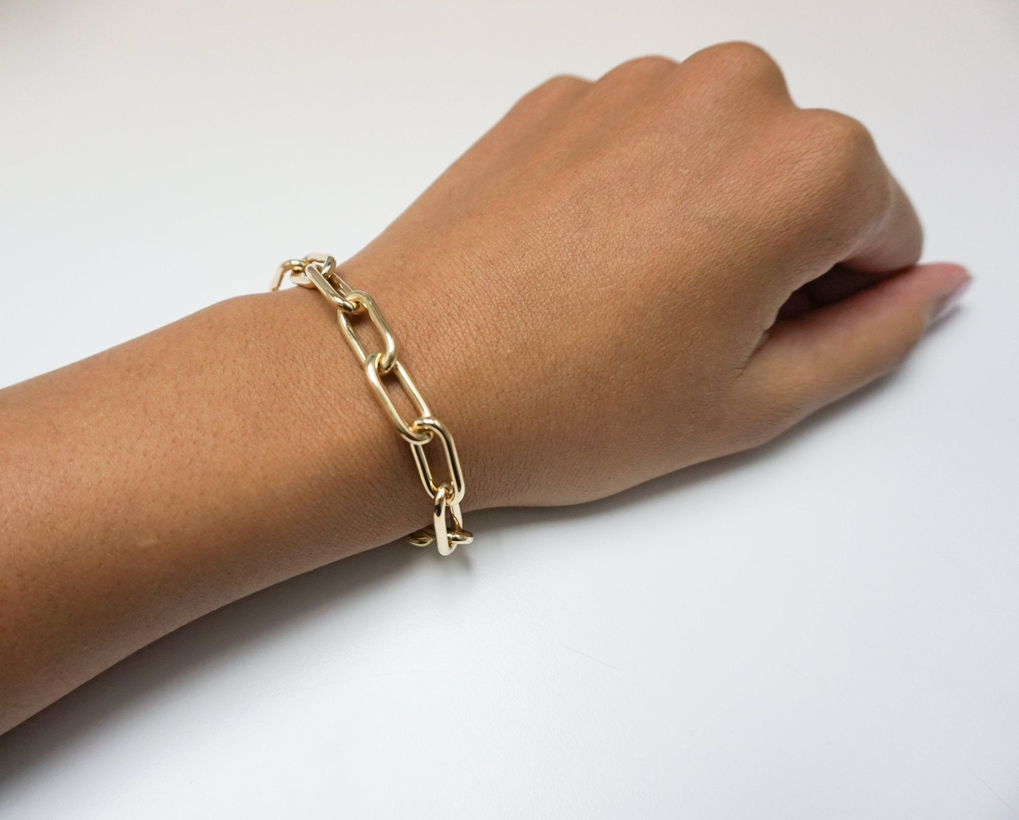 14K Gold Thick Oval Link Bracelet - Nolita