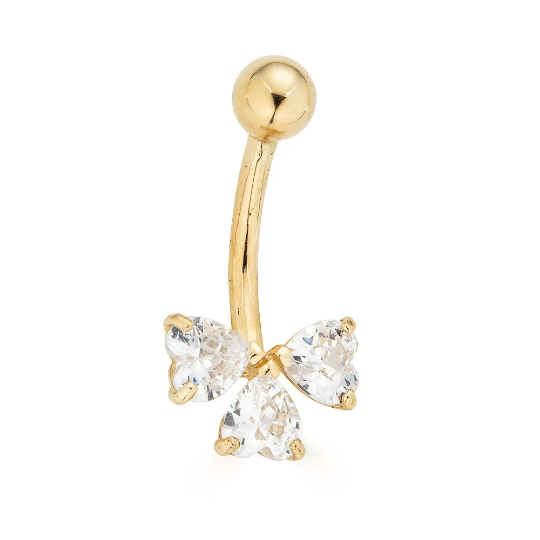 14K Heart CZ Belly Ring - Nolita