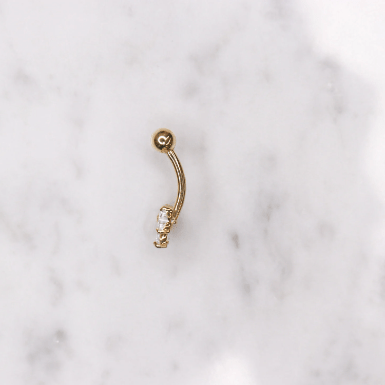 14K Heart CZ Belly Ring - Nolita