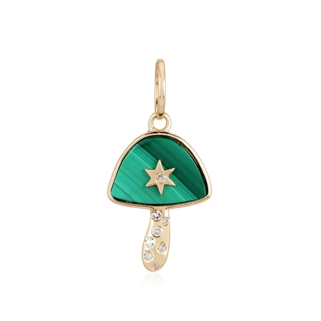 14K Malachite Mushroom Charm - Nolita