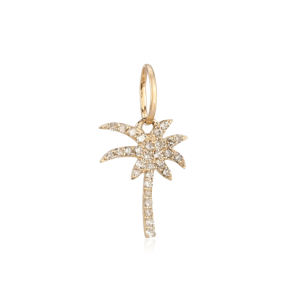14K Mini Diamond Palm Tree Charm - Nolita