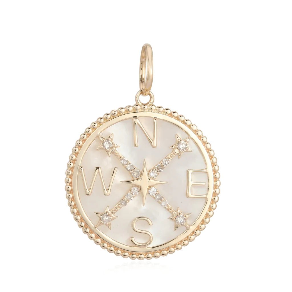 14K Mother Of Pearl Compass Charm - Nolita