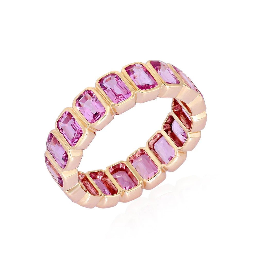 14K Pink Sapphire Bezel Eternity Band - Nolita